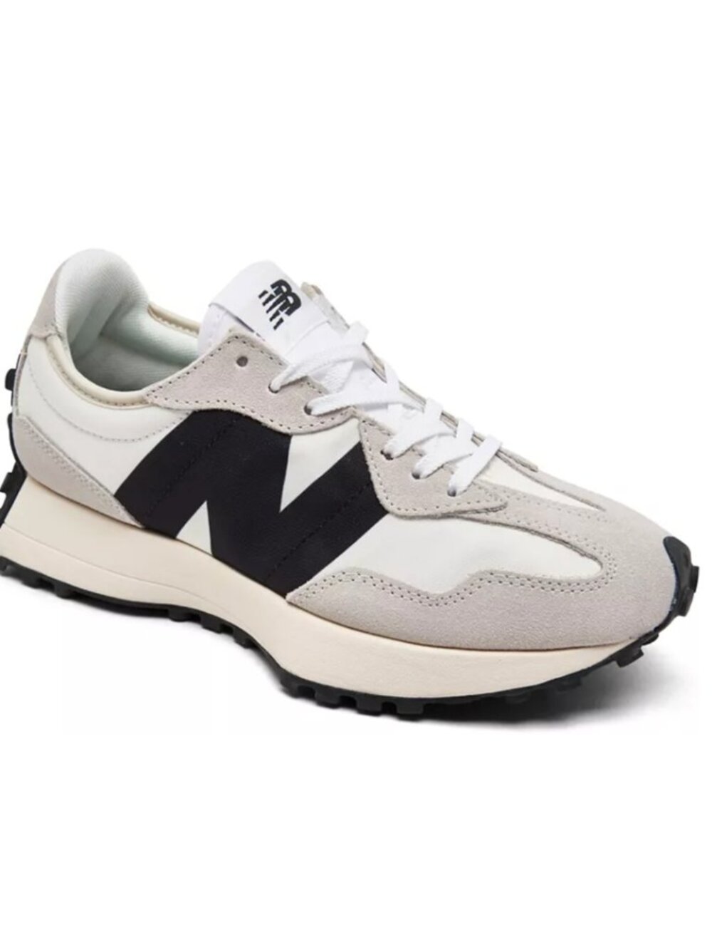 New Balance Womens 327 Sneakers, 8.5, white & black